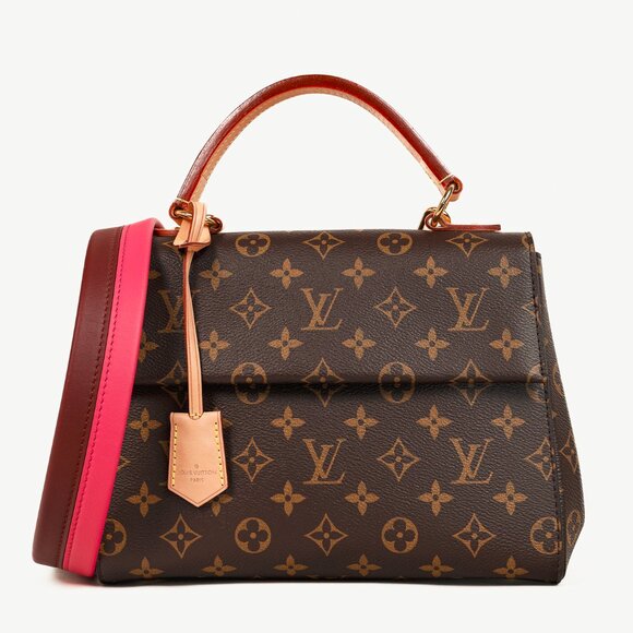Louis Vuitton Cluny BB Monogram Canvas Bordeaux & Fuchsia-Strap Handbag - Picture 1 of 14